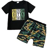 Kucnuzki Toddler Baby Boy Clothes Outfits Short Summer Sleeve Letters Printed Shirt Shorts Sets 2PC Little Boy Clothing