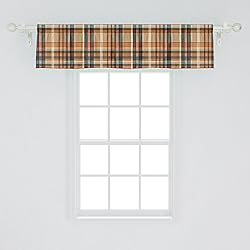 Ambesonne Autumn Plaid Window Valance, Fall Harvest