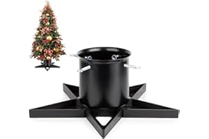 GuuG Real Christmas Tree Stand Base - Live Trees Small Christmas Tree Holder up to 6.5ft Trees for Real Xmas Trees 0.53 Gal Star+ Black