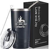 Onebttl Wrestling Gifts, Eat Sleep Play Wrestle, Wrestler Gifts for Men, Teen Boys, Appreciation Gift for Coaches, Juegos de Lucha libre, 20oz Stainless Steel Tumbler, Black