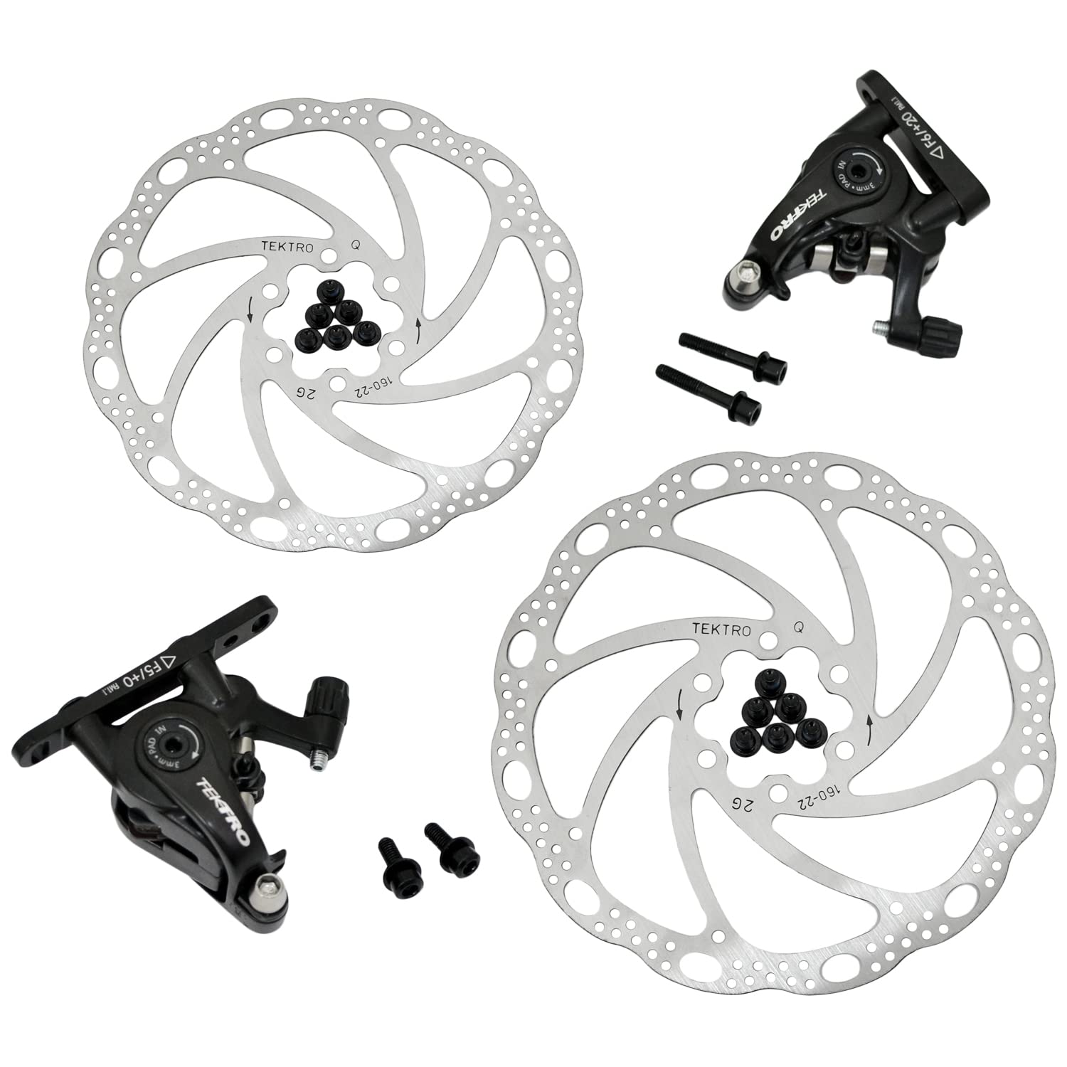 TEKTRO MD-C550 Road Flat Mount Mechancial Disc Brake Set 160mm Rotors, Front and Rear, MH1849