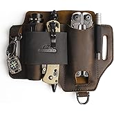 Topstache Leather Multitool Sheath,EDC Belt Organizer for Work and Daily Use,Leatherman Sheath,EDC Pocket Organizer for Flashlight and Multitool,Gifts for Men,Leather Sheath for Multitool