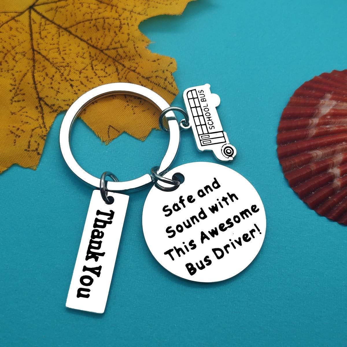Huwujiu School Bus Driver Keyring Gifts Safe and Sound with This Awesome Bus Driver Keyring School Bus Driver Appreciation Gift Birthday Christmas Gifts Thanksgiving Day Gifts for School Bus Driver - Image 3