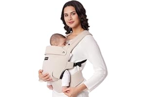 Momcozy Baby Carrier - Ergonomic, Cozy and Lightweight Carrier for 7-44lbs, Effortless to Put On, Ideal for Hands-Free Parenting, Enhanced Lumbar Support, Purehug for Infant to Toddler, Khaki