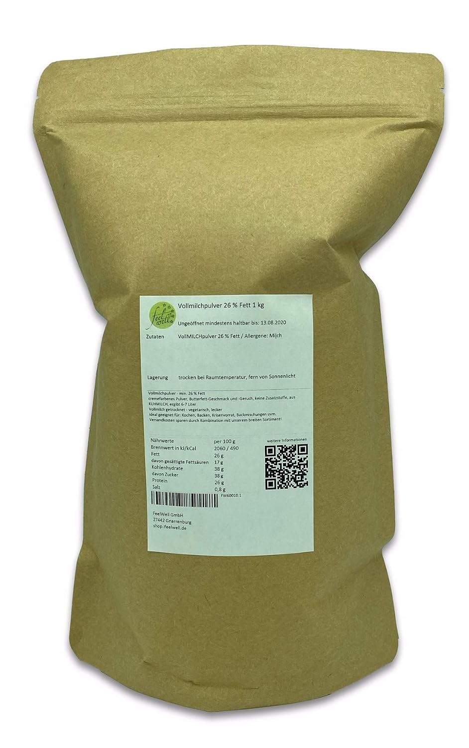 Vollmilchpulver 26 Fett 1 Kg Trockenmilch Milchpulver Vollmilch