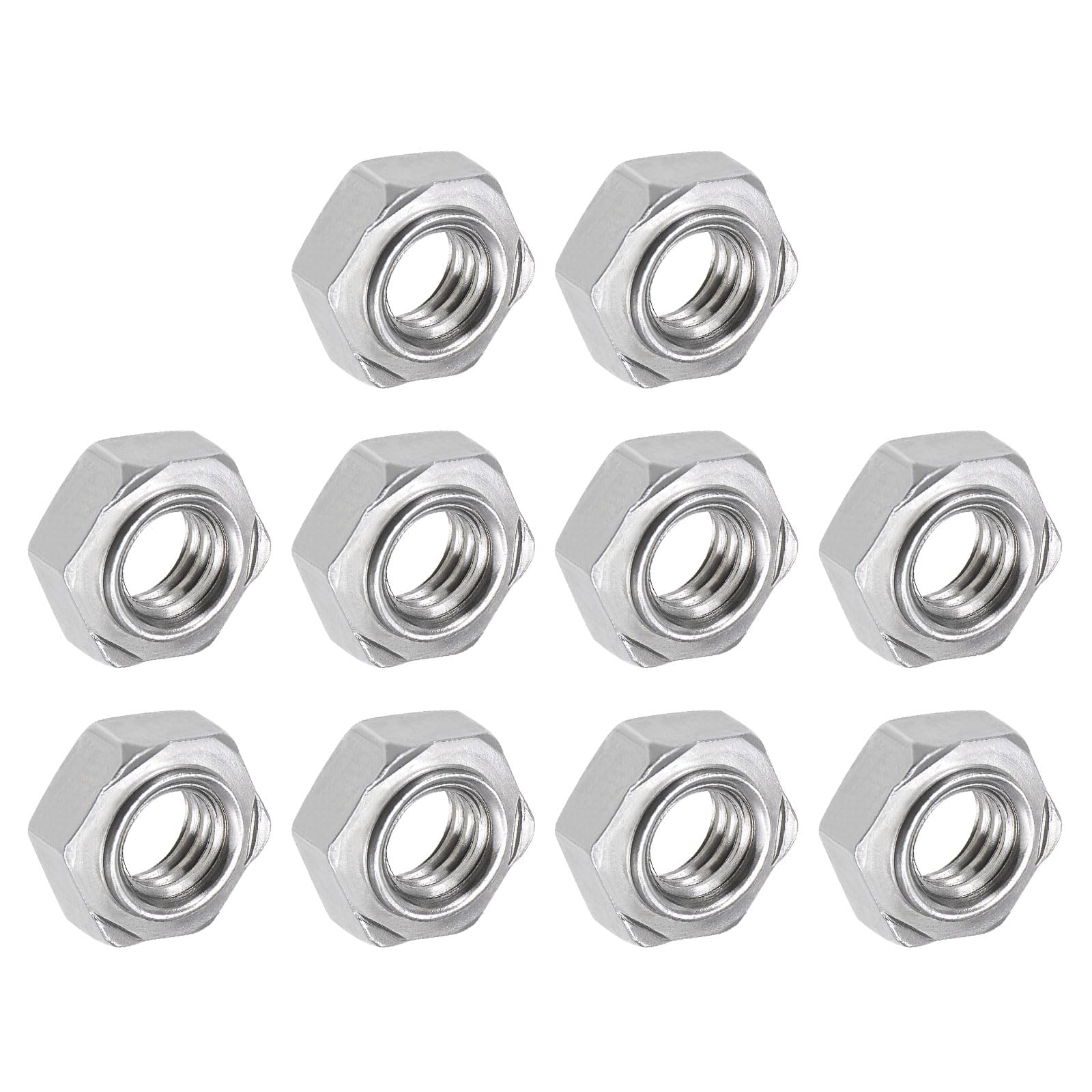 METALLIXITY Hex Weld Nuts Steel (3/8-16 Thread Size) 10Pcs, Carbon Steel Hexagonal Nuts - for Machinery Industry, Home Furniture Repair