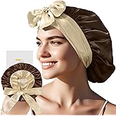 ZIMASILK 100% Mulberry Silk Bonnet for Sleeping Women Double-Layered Breathable Hair Wrap with Silk Tie Band,1 Pack
