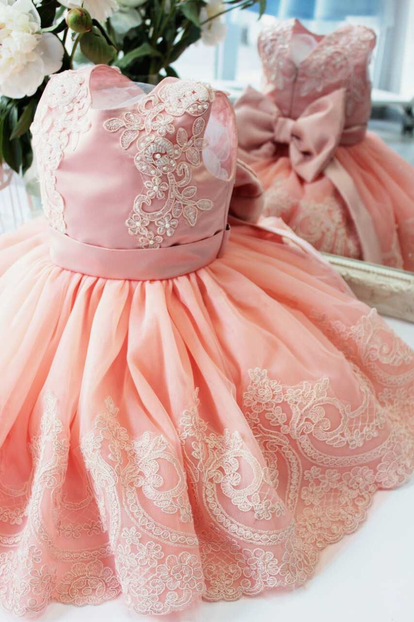 salmon flower girl dresses
