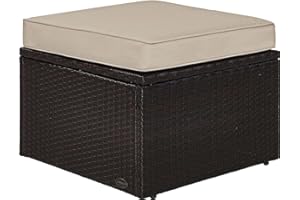 Crosley Furniture Palm Harbor Wicker Outdoor Ottoman Foot Rest for Patio, Deck, Porch, Brown with Sand Cushions