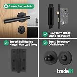 EAI Oliena Black Door Handles with Lock Set 1 Pair 64mm Hinges 54mm Rose view 5