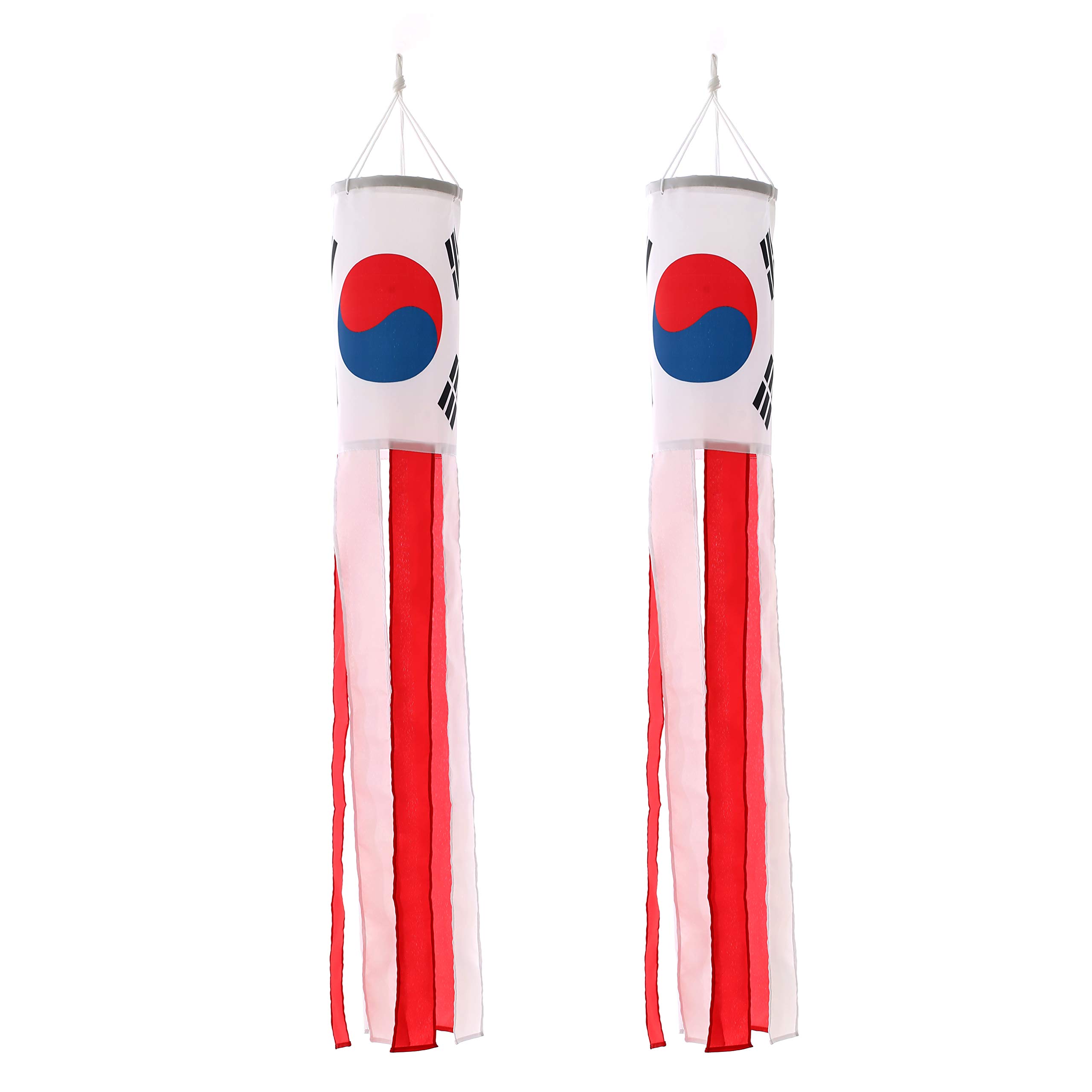 MSFHHA Korea Korean Flag Windsocks,2 Pack Wind Sock Decorations for Yard and Garden Front Porch Hanging Waterproof, Suitable for Every Season, The Best Decoration for Garden Gourtyard,40Inch.