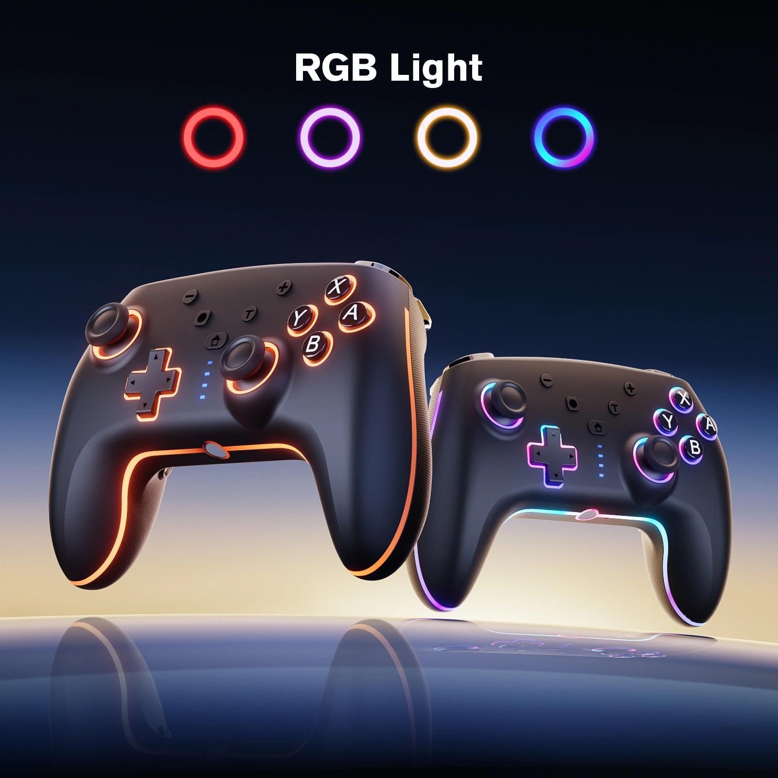 RivalPlay Switch Controller, Compatible with Switch 2/Lite/OLED/mit Cooler RGB-Beleuchtung, 2 Makro-Tasten, Bewegungssensor, Einstellbarer Turbo-Funktion und Vibration, 800mAh Akku 2