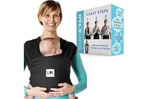 Baby K'tan Breeze Baby Wrap Carrier, Infant and Child Sling - Simple Wrap Holder for Babywearing - No Rings or Buckles - Carry Newborn up to 35 lbs, Black, X-Large (W Dress 22-24 / M Jacket 47-52)