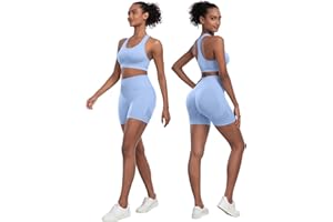 SALSPOR Workout Sets for Women 2 Piece - Seamless Yoga Outfits Shorts and Padded Sports Bra Gym Athletic Clothing Set