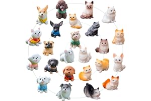 ZHUOAOO 24 Pcs Mini Cat Dog Figurines Set, Cute Realistic Resin Animal Models & Cake Toppers, Miniature Ornaments for Home Desk Decor, Birthday Party Favors, Car Decor, Wedding