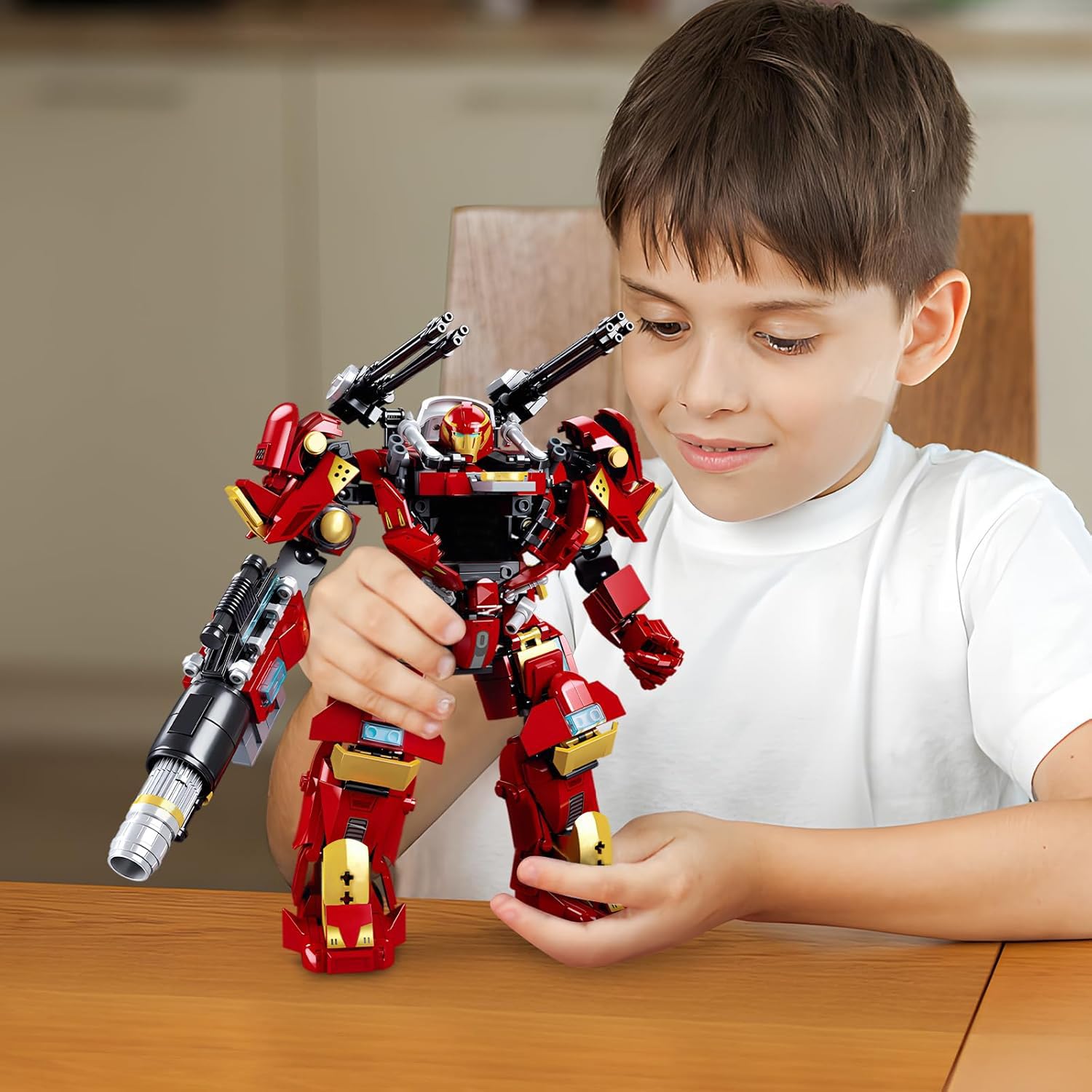 HIGH GODO Mech Robot Transforming Building Blocks Set for Adults,City Warrior Justice Hero Soldier Mech Model Building Kit, Cool Creative Robots Toys Gift for Teens Boys, 588 Pieces