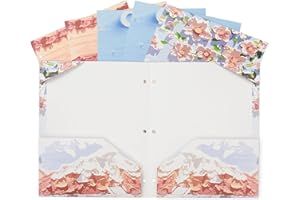 Y YOMA 6 Pack 2 Pocket Folder Letter Size Decorative Binder Folders with Pockets 3 Hole Punch Folder Paper Cute Project Folde