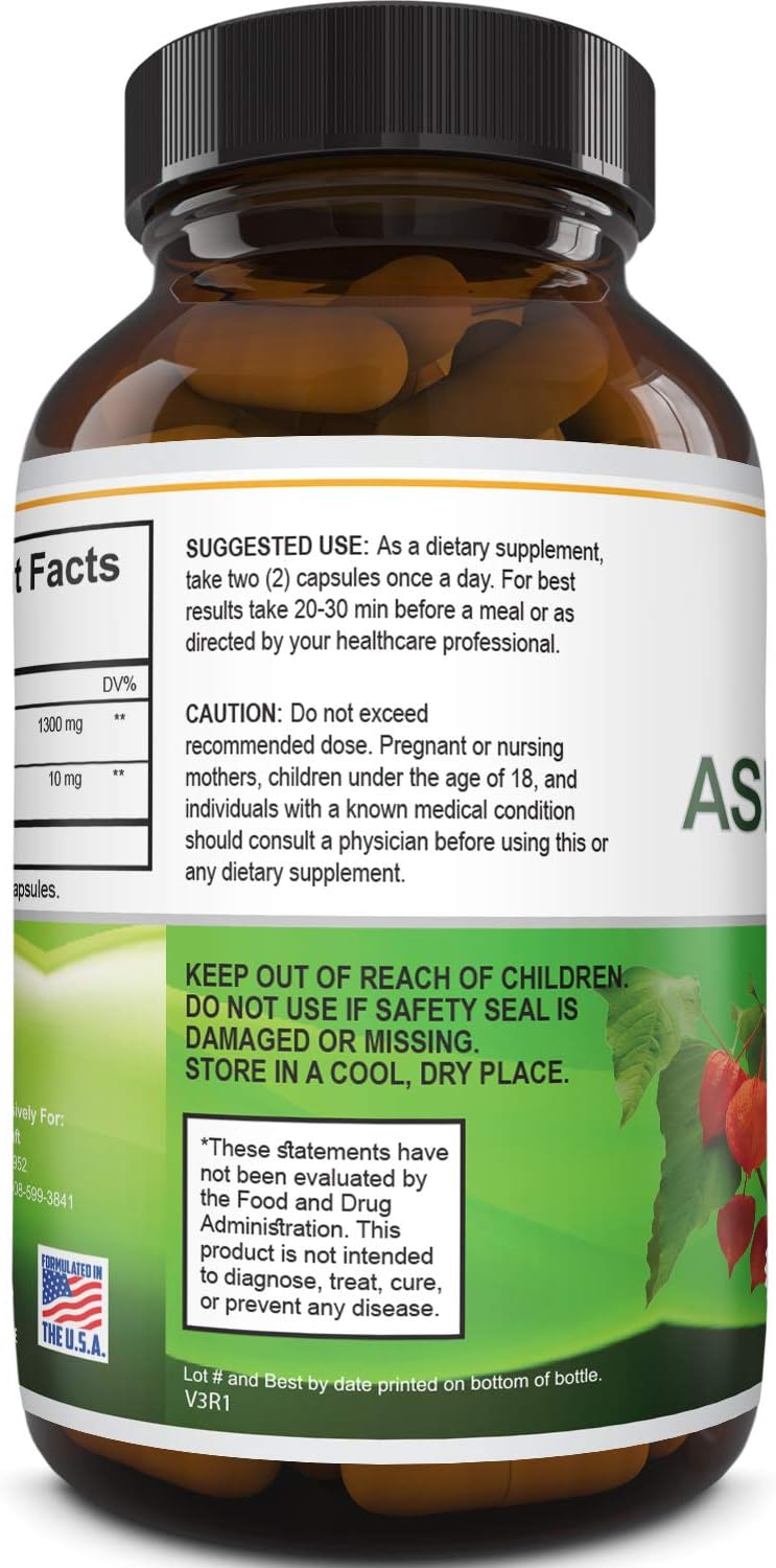 Pure Ashwagandha Extract and Root Tablets Ginseng Herbal Vitamin Complex Pill for Improved Relaxation and Better Sleep with Mood Immune Muscle Boosting Benefits Plus Memory Height and Adrenal Support: Health & Personal Care