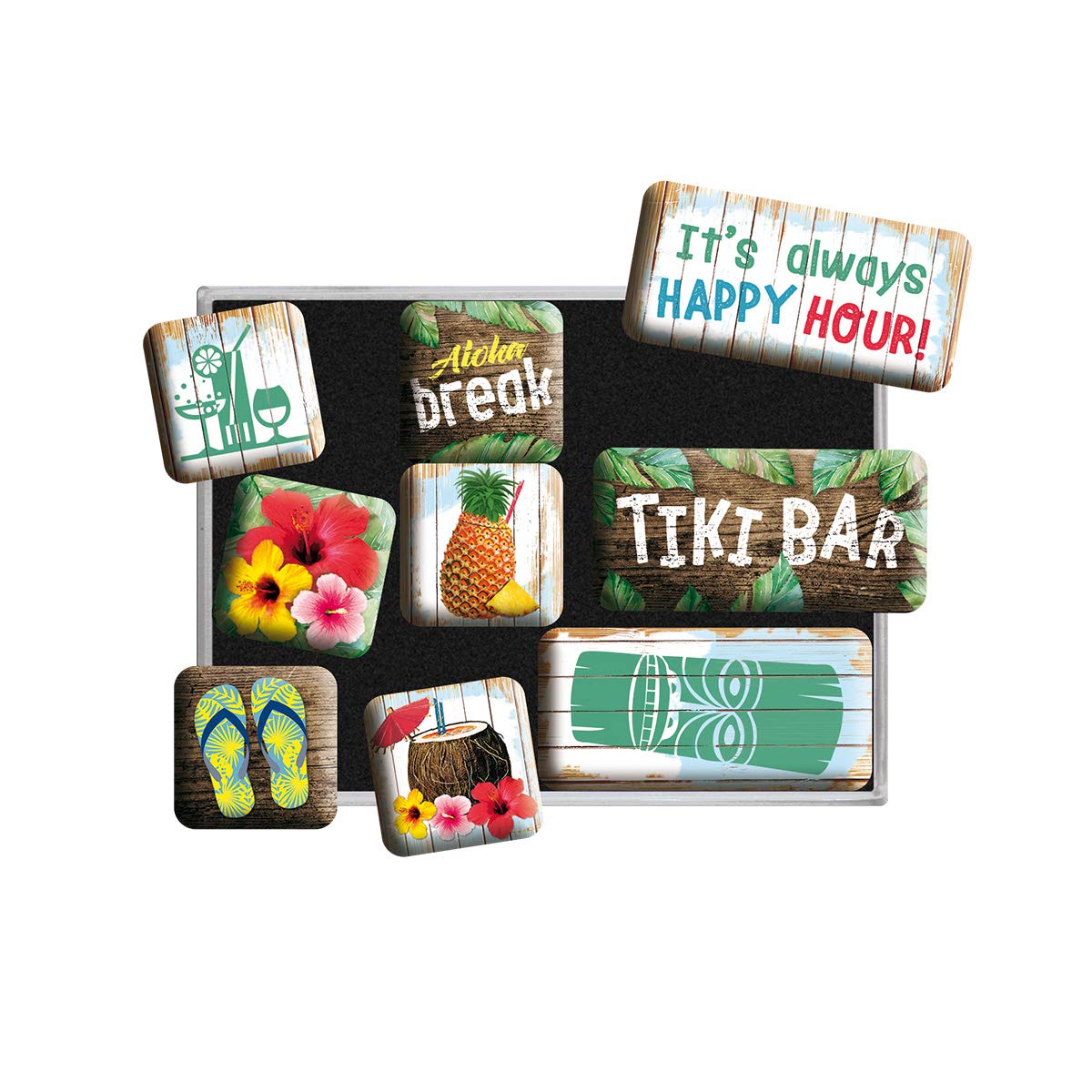 Nostalgic-Art RETRO FRIDGE MAGNETS 9 PCS TIKI BAR - GIFT IDEA BAR ACCESSORIES MAGNET SET FOR MAGNETIC BOARD VINTAGE DESIGN