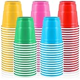 Vumdua 100 Pack 2 oz Plastic Shot Cups, Mini Disposable Shot Glasses, 2 oz Party Mini Cups for Bachelorette Party, Birthday, Parties Favor, Baby Shower Supplies (Multi Colors)