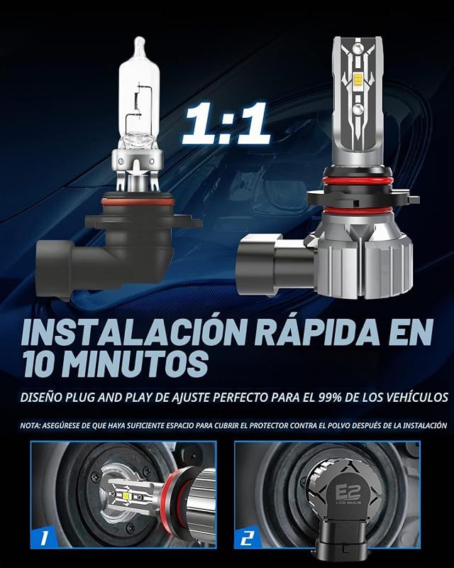 Bombilla H10 LED 55W, 9145 9140 LED Canbus Kit De Conversión De Luz Antiniebla Para Automóvil, 12000LM Bombillas Para Luces Antiniebla, 6000K Xenón Blanco (2 piezas)