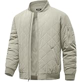 JMIERR Mens Quilted Bomber Jackets Stand Collar Coats | Insulated Puffer Jackets, Padded Coat, Full Zip, Inner Pocket, &zwnj;Water-Resistant&zwnj;, Lightweight, Casual, Warm, Winter