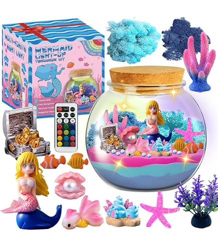 Kit de terrarium lumineux licorne pour enfants – Veilleuse LED – Cadeau d'anniversaire pour filles de 4, 5, 6, 7, 8 à 12 ans – Jouets licorne pour filles