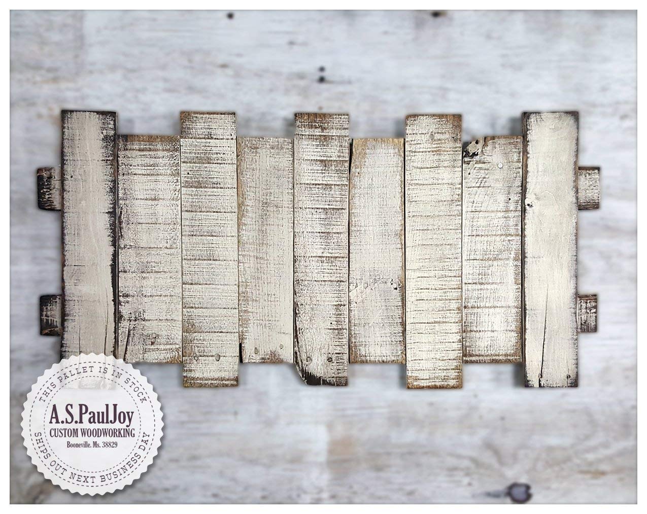 White Painted Distressed Rustic Hanging Pallet
