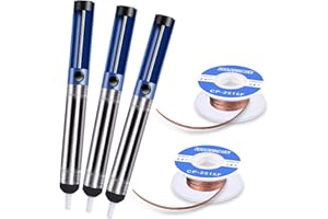 TABIGER Solder Sucker Desoldering Wick Kit, Solder Wick & Desoldering Pump, Sucker & Solder Wick(2.5mm Width, 1.5m Length) Vacuum Pump Solder Removal Tool