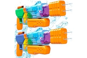 unanscre 2 Pack Water Guns with Double Nozzle for Kids, Watercolor Water Blaster Soaker Gun, Pump Action Outdoor Squirt Gun, 40FT Long Range High Capacity Water Squirters Toys for Pool/Beach/Yard Play