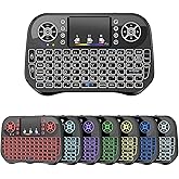Mini Wireless Keyboard with Touchpad Mouse Combo, 7 Colors RGB Backlit, Portable 2.4 Ghz Mini Keyboard with Rechargable Li-ion Battery for Android Box, Smart TV, Pad, PC, HTPC, Tablet and Windows OS