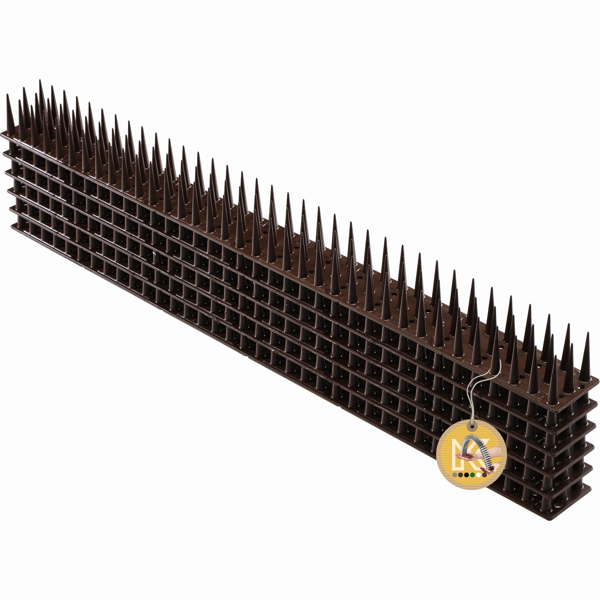KADAX Plastic Spikes, 52 x 4.5 x 3.5 cm, Wall Spikes, Fence Spikes, Bird Spikes, Bird Repellent, Pigeon Repellent, Deterrent for Birds, Cats, Anti Climb Spikes (6, Brown)