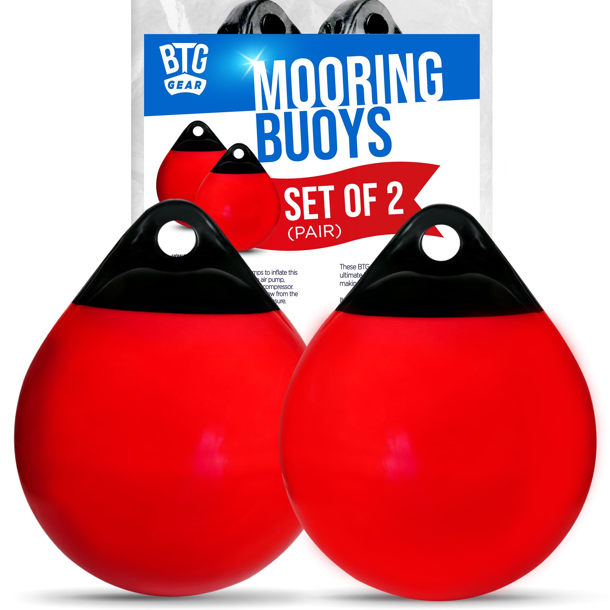Photo 1 of 1pcs only-----BTG GEAR 9" x 11" Inflatable Vinyl Round Boat Fenders Bumpers Mooring Buoys for Docking/Fishing/Crab/etc (Red and Black)