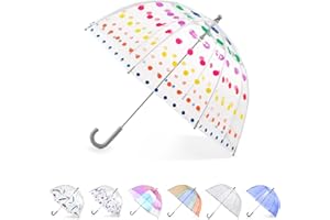 totes Kids Clear Lightweight Dome Canopy Bubble Umbrella with Wind and Rain Protection