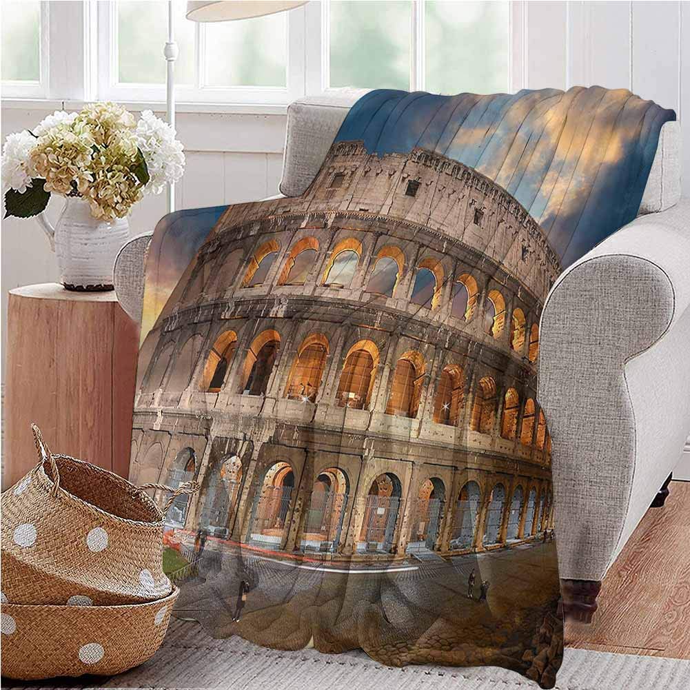 Italian Silky Soft Plush Blanket Colosseum at Sunset Portable Car Travel Cover Blanket 60x70 Inch Twin Size