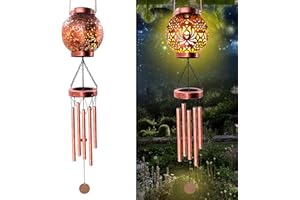 Astarin Solar Wind Chimes for Outside Hanging Led solar Lights Outdoor Garden Lantern Decorative as Gift for Women mom grandma friends' Birthday Gift Bronze