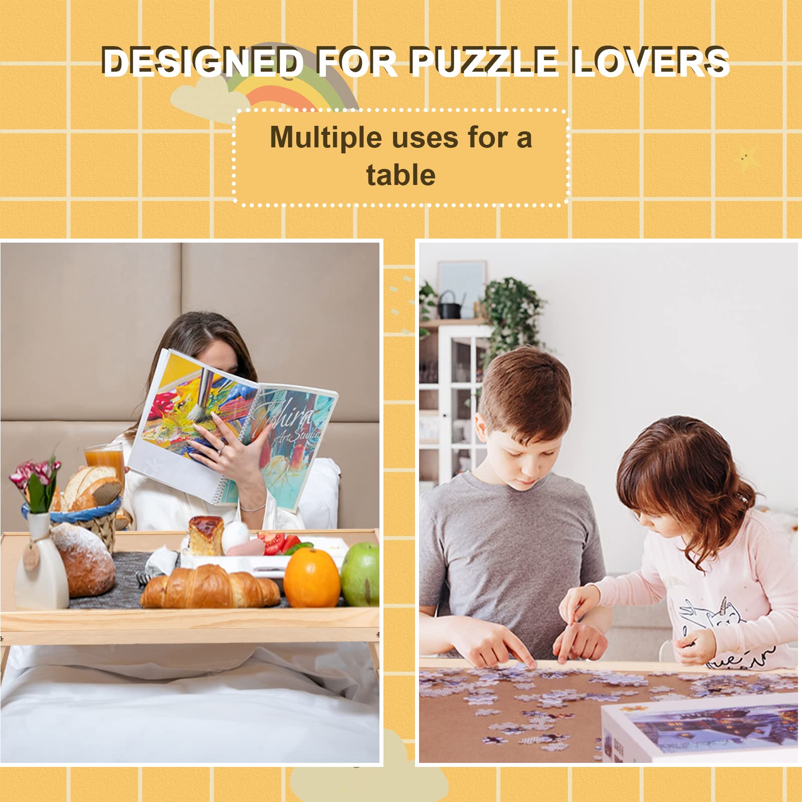 Yacona Puzzle Board 1500 Pieces,34.3”x 26.5” Jigsaw Puzzle Table with 4 Drawers and Cover,Portable Board GameTable with Folding Legs for Adults and Teens
