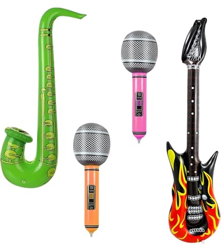 Ballons musicaux gonflables en forme d'instruments jouets, accessoires de photomaton pour fêtes disco des années 70 et 80, ballons guitare, saxophone, microphone, fournitures pour Halloween, carnaval Ballons musicaux gonflables en forme d'instruments jouets, accessoires de photomaton pour fêtes disco des années 70 et 80, ballons guitare, saxophone, microphone, fournitures pour Halloween, carnaval
