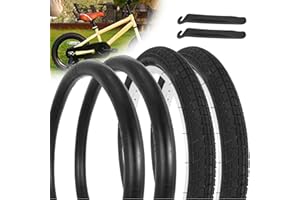 RUHUO 2 Sets 18x2.125 Bike Tire and Tube, 18 Inch Kids Bike Tire Straight Stem with 2 Levers Compatible with BMX Bike Joystar Balance Bike Road Bicycle Folding Bike