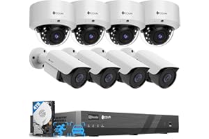 FORCOVR 4COVR 16 Channel PoE Security Camera System for Business, Human Vehicle Detection, 4K NVR with 4TB HDD, 4 Dome IK10 Vandal-Proof 4 Bullet 5MP Wired IP Camera IP67 Outdoor, Remote Access, LYH54A5M1608