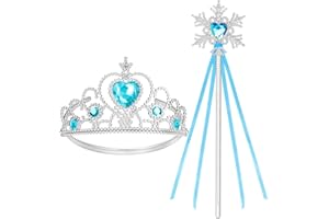 Cocojeci Tiara for Little Girls Princess Crown, Princess Dress Up Tiara and Wand Birthday Crown for Girls 3-6 Kids Toy Gift