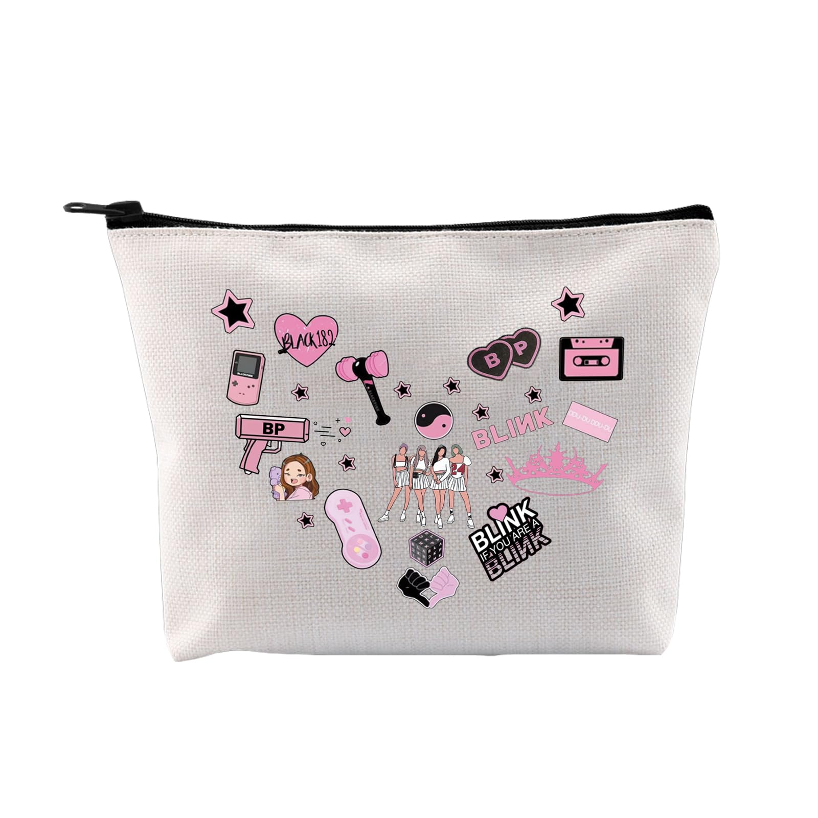 AKTAP Kpop Cosmetic Makeup Bag Singer BPink Inspired Korean Girl Group Zipper Pouch (Kpop Makeup Bag)