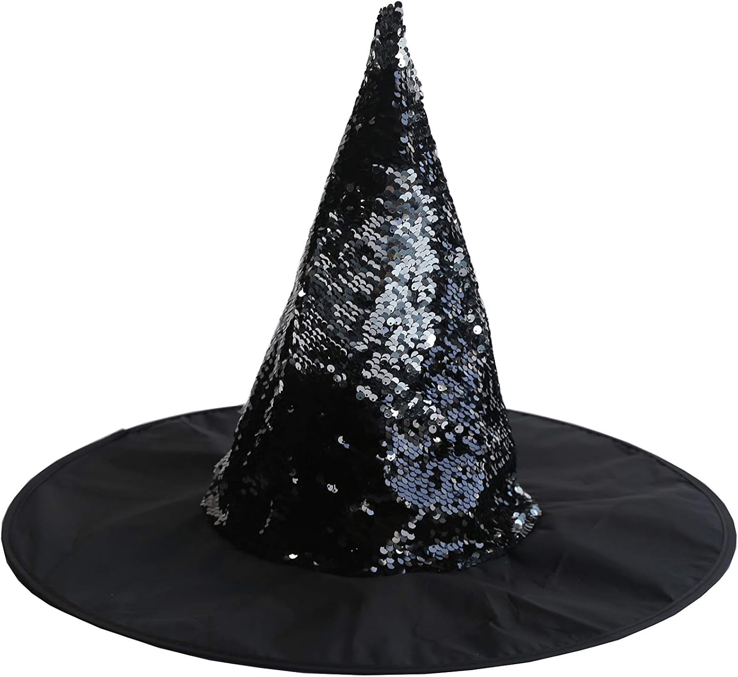 Reversible Sequin Witch Hat. Reversible Sequin Costume Party Hat. (Purple & Sliver): Clothing