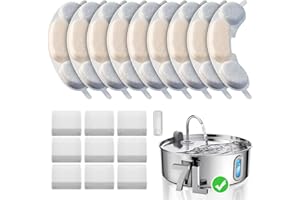 Smartoo Official 9 Packs Dog Water Filter Replacement and 9 Sponges with 1 Pump Holder for 7L/236oz/1.8Gal Stainless Steel Dog Water Fountain