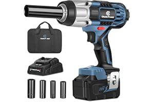 C P CHANTPOWER 450N.M (330 ft lbs) Cordless Impact Wrench, 1/2" Impact Gun, 20V High Torque Power Impact Driver, Battery Electric Impact Motor, Variable Speeds, Sockets, Fast Charger and Tool Bag