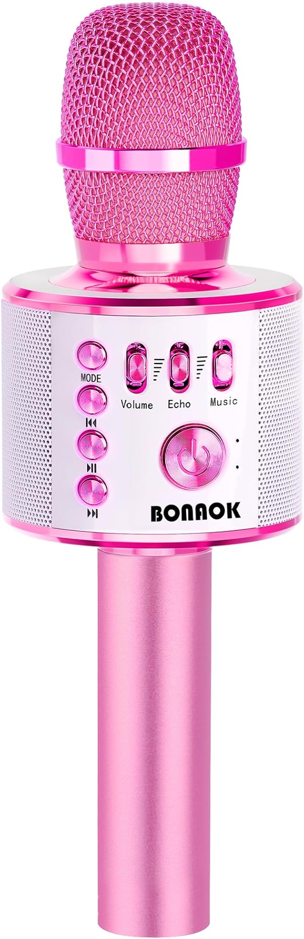 BONAOK Karaoke-Mikrofon - 3-in-1 Kabelloser Bluetooth-Mikrofon-Lautsprecher für Kinder & Zuhause, kompatibel mit Android-Geräten (Hellrosa)