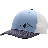 LINDO Trucker Hat [ Great Outdoors Design ] for Men and Women: Mid Profile Cap with Breathable Mesh Back and Adjustable Snap