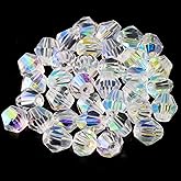 Weebee Bicone Crystal Beads Faceted Bicone Glass Beads Loose Spacers Beads Bulk for DIY Craft Bracelet Necklace Earring Jewelry Making 100Pcs (AB Crystal 6MM)