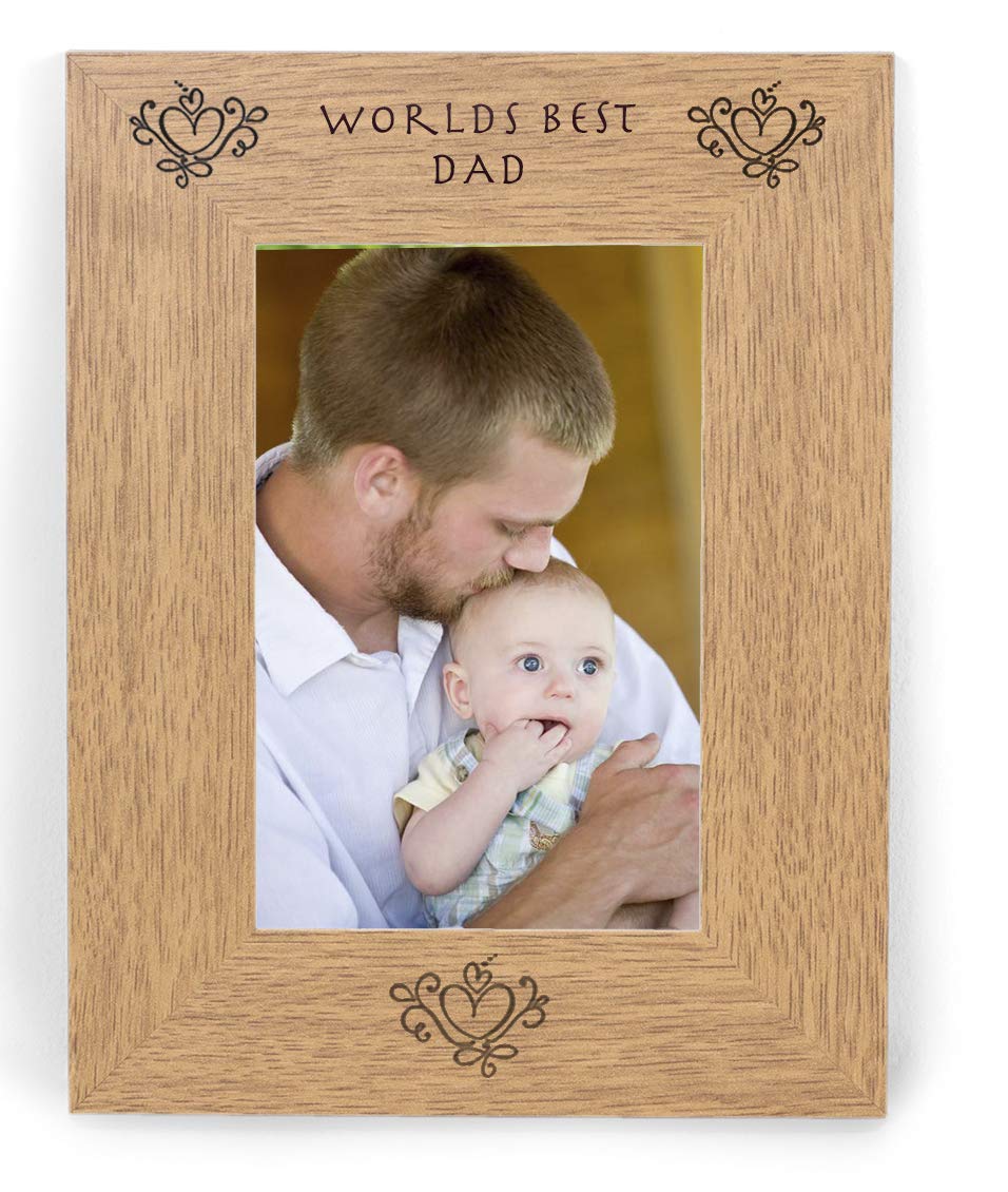 Worlds World's Best DAD 6x4 Picture Photo Frame Gifts for Birthday Him From Son Daughter Kids