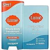 Lume Whole Body Deodorant And Soap - 2.6 Ounce Smooth Solid Stick With 72 Hour Odor Control and 5 Ounce Triple Milled Soap - Aluminum Free, Baking Soda Free and Skin Loving (Unscented)